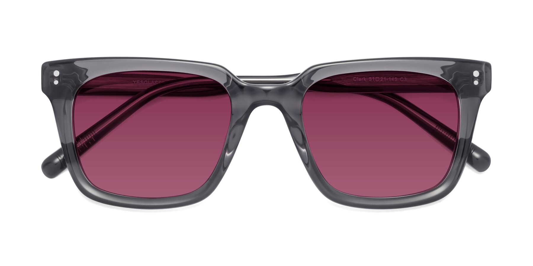 Folded Front of Clark in Gray with Wine Tinted Lenses