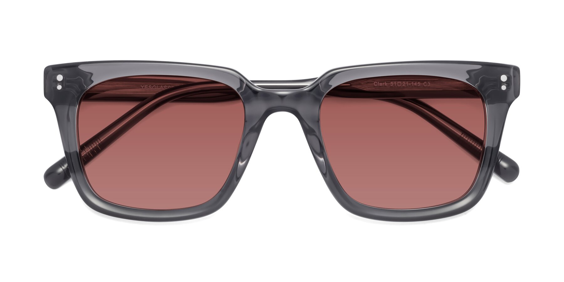 Folded Front of Clark in Gray with Garnet Tinted Lenses