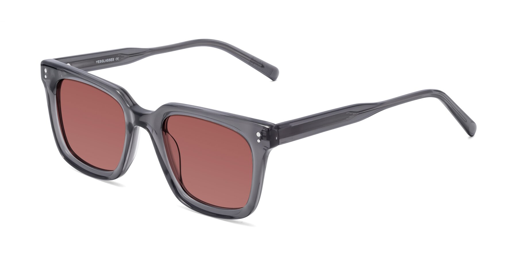 Angle of Clark in Gray with Garnet Tinted Lenses