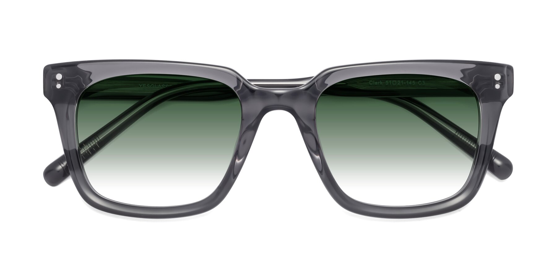 Folded Front of Clark in Gray with Green Gradient Lenses