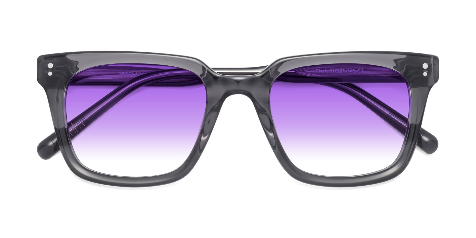 Folded Front of Clark in Gray with Purple Gradient Lenses