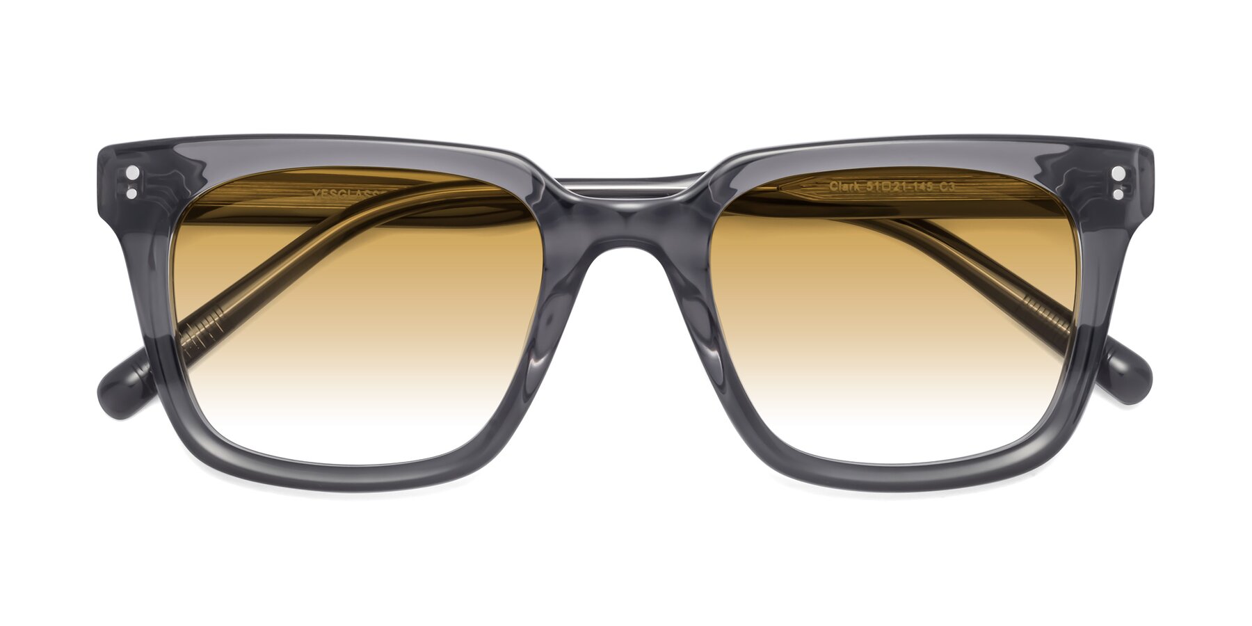 Folded Front of Clark in Gray with Champagne Gradient Lenses