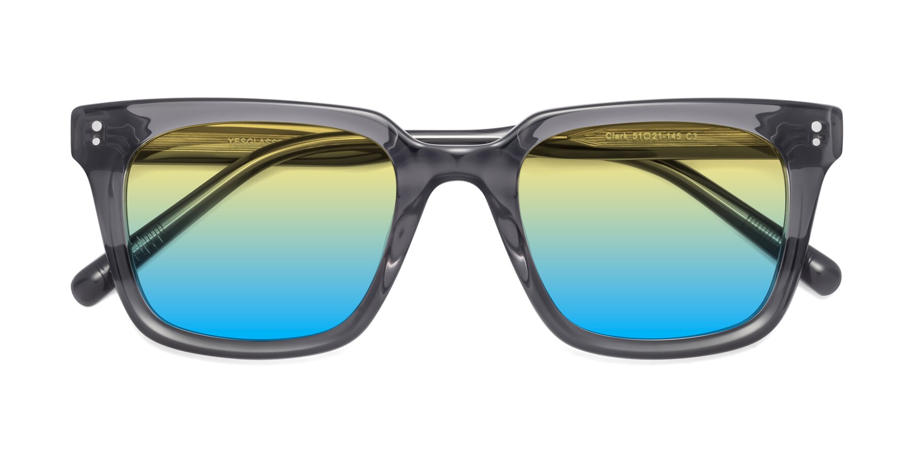 Folded Front of Clark in Gray with Yellow / Blue Gradient Lenses