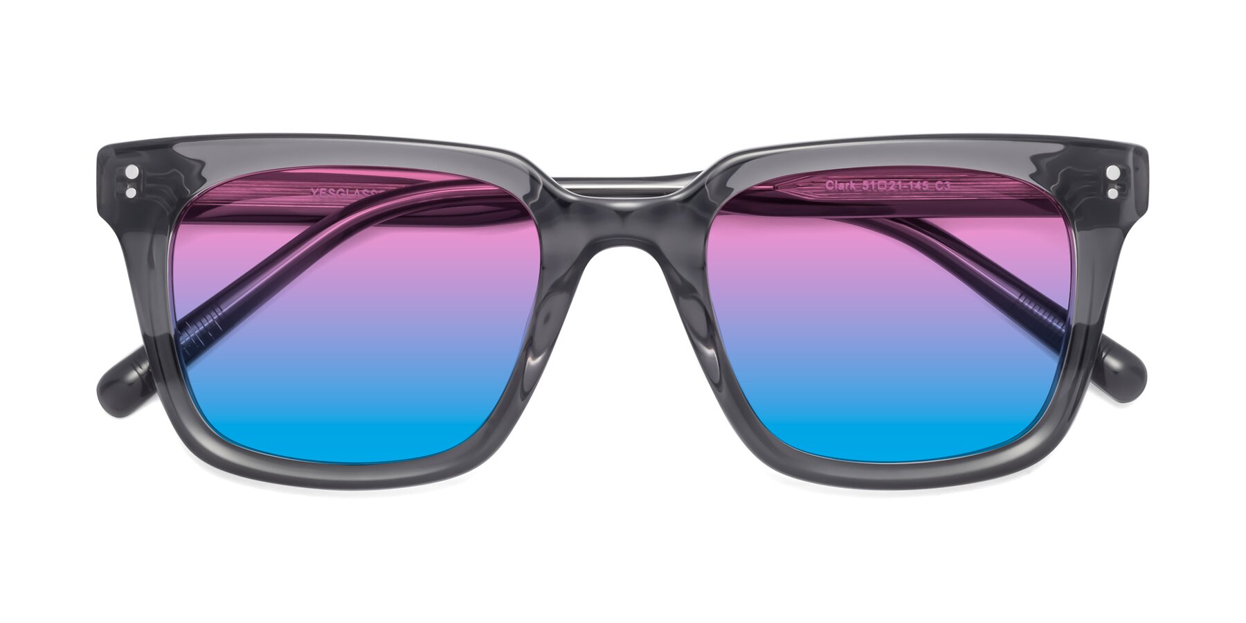 Folded Front of Clark in Gray with Pink / Blue Gradient Lenses