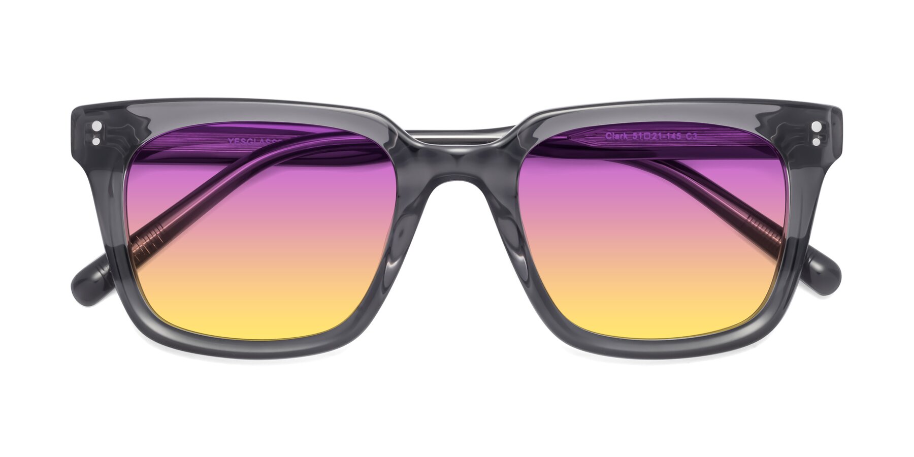 Folded Front of Clark in Gray with Purple / Yellow Gradient Lenses