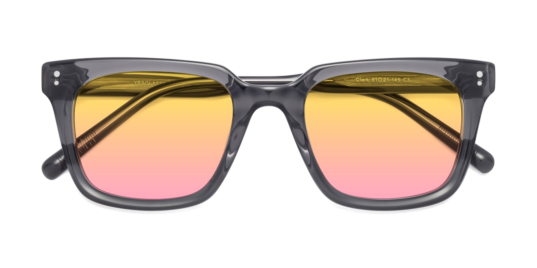 Folded Front of Clark in Gray with Yellow / Pink Gradient Lenses