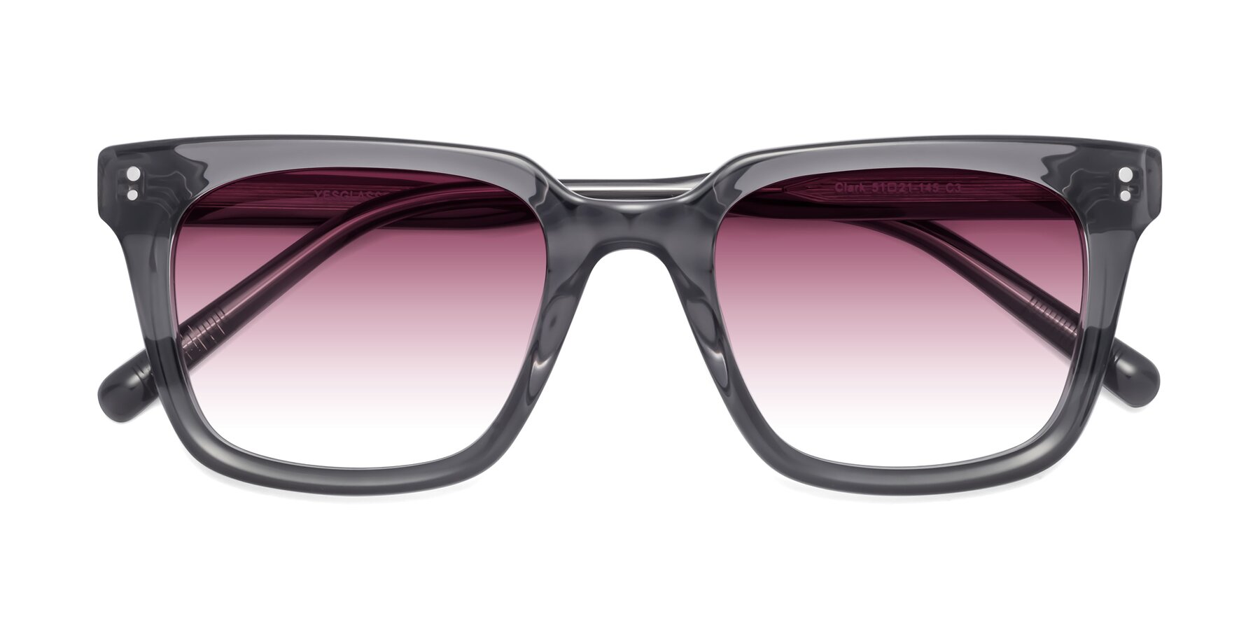 Folded Front of Clark in Gray with Wine Gradient Lenses