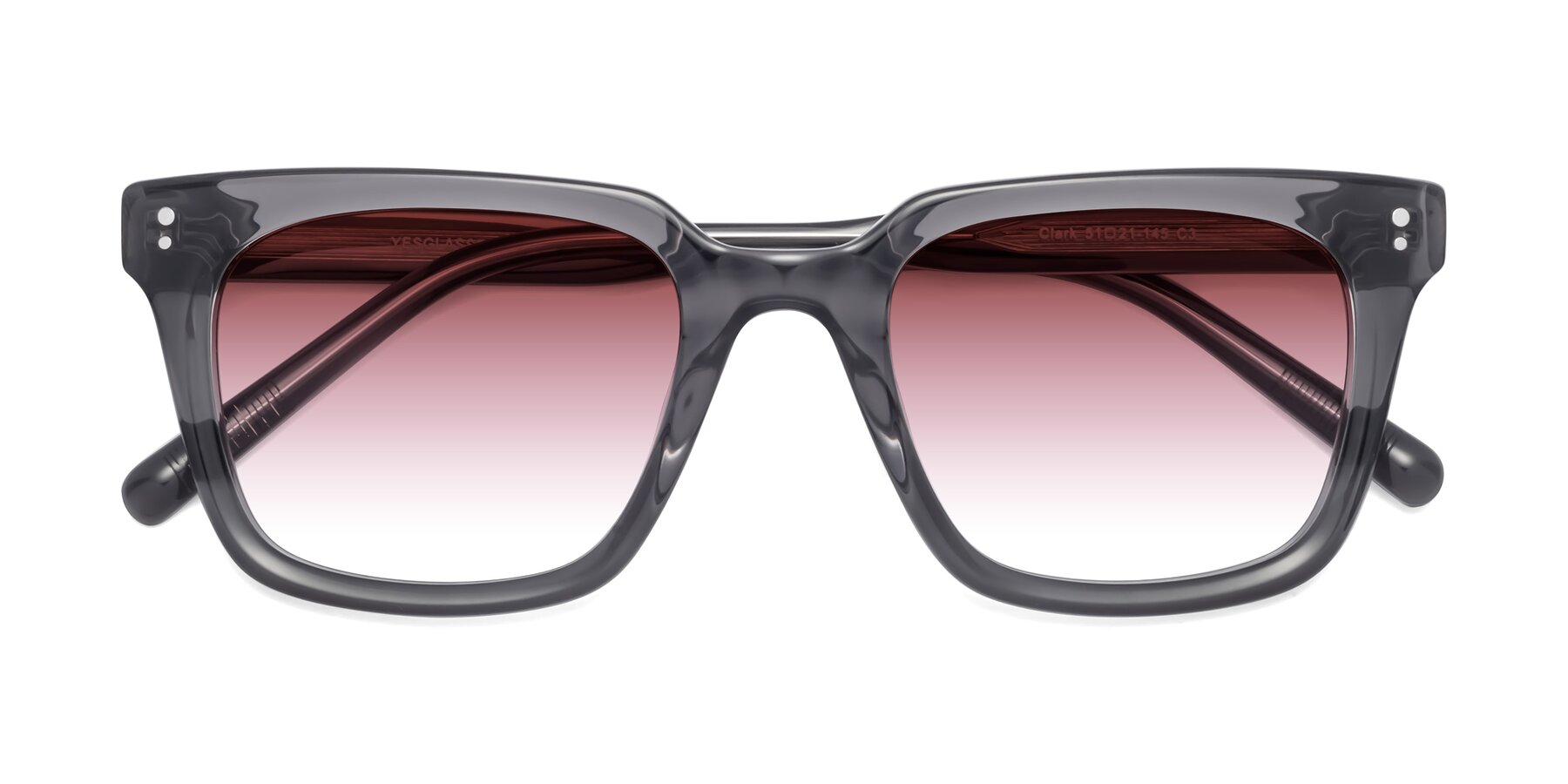 Folded Front of Clark in Gray with Garnet Gradient Lenses