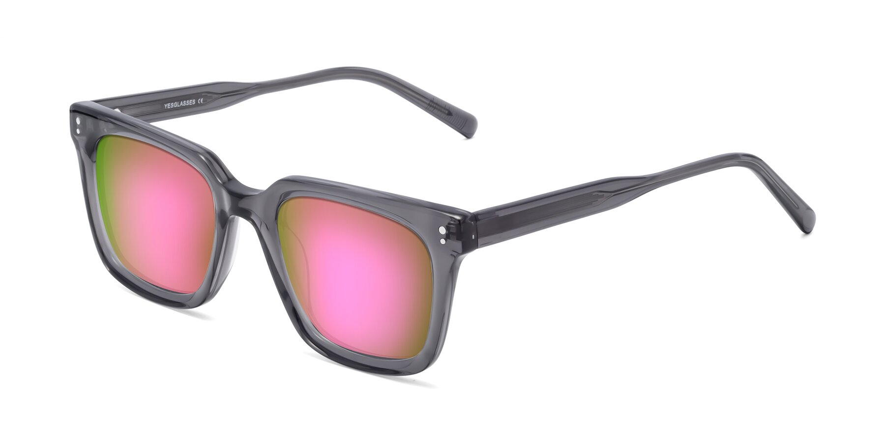 Angle of Clark in Gray with Pink Mirrored Lenses