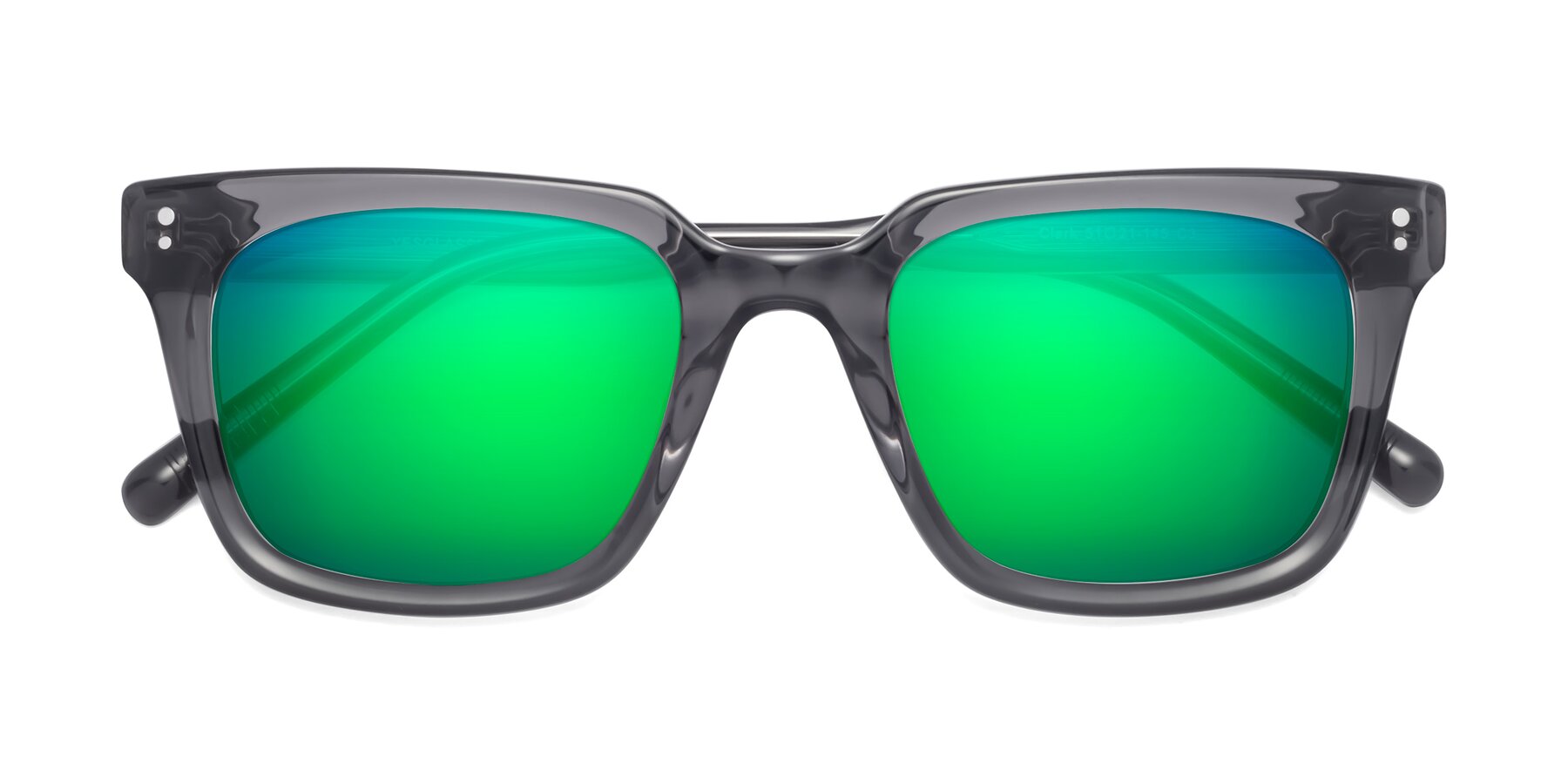 Folded Front of Clark in Gray with Green Mirrored Lenses