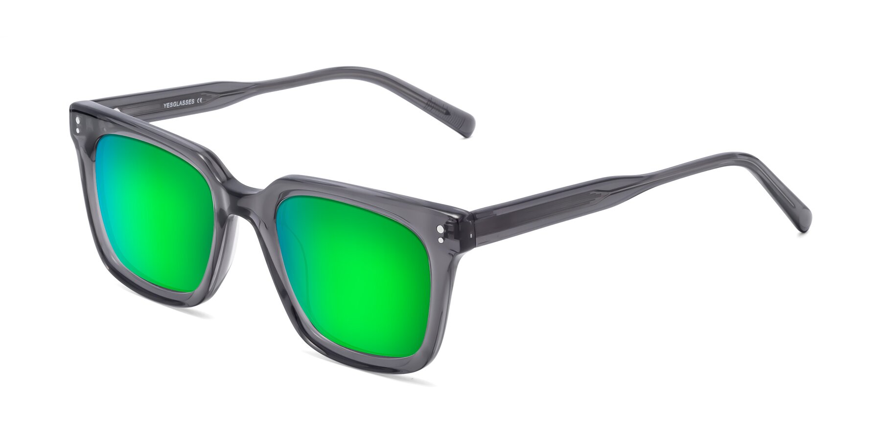 Angle of Clark in Gray with Green Mirrored Lenses