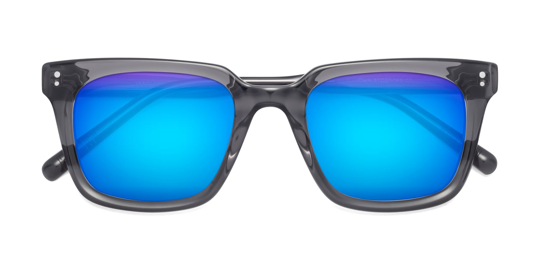 Folded Front of Clark in Gray with Blue Mirrored Lenses