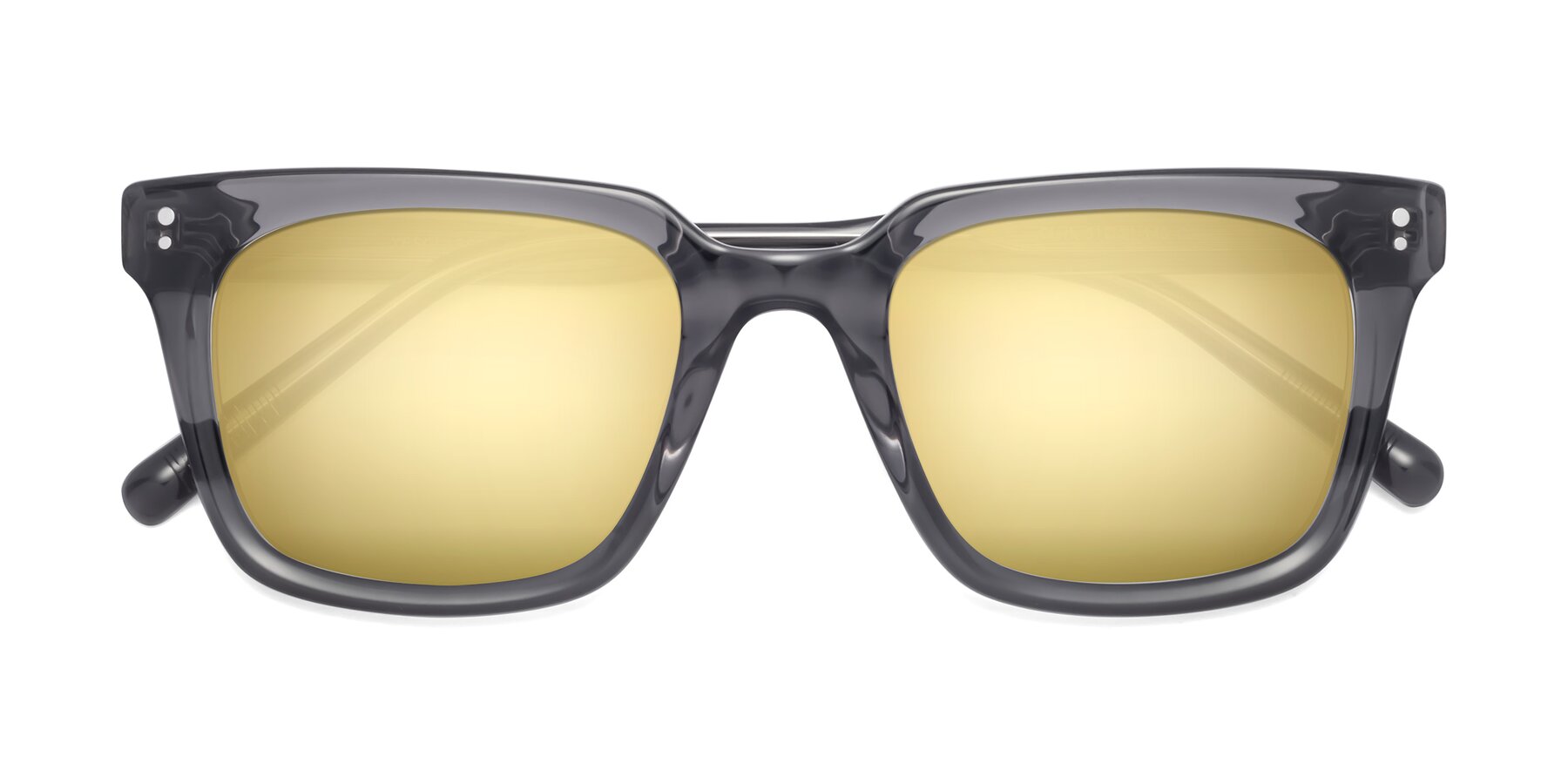 Folded Front of Clark in Gray with Gold Mirrored Lenses