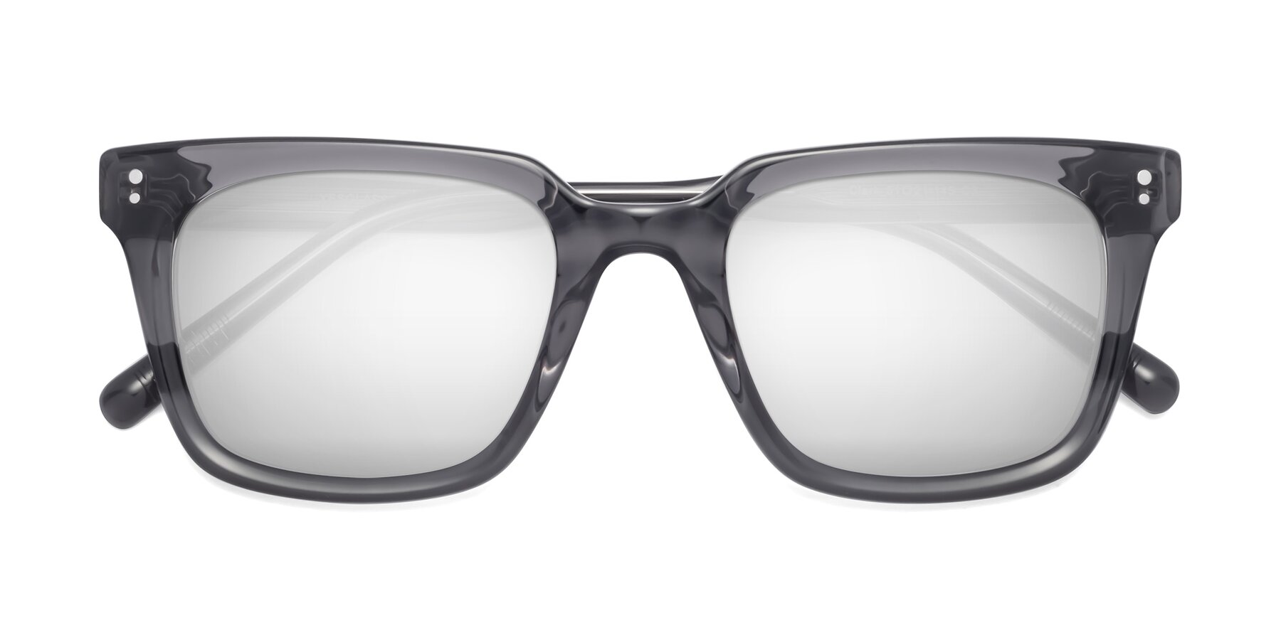 Folded Front of Clark in Gray with Silver Mirrored Lenses