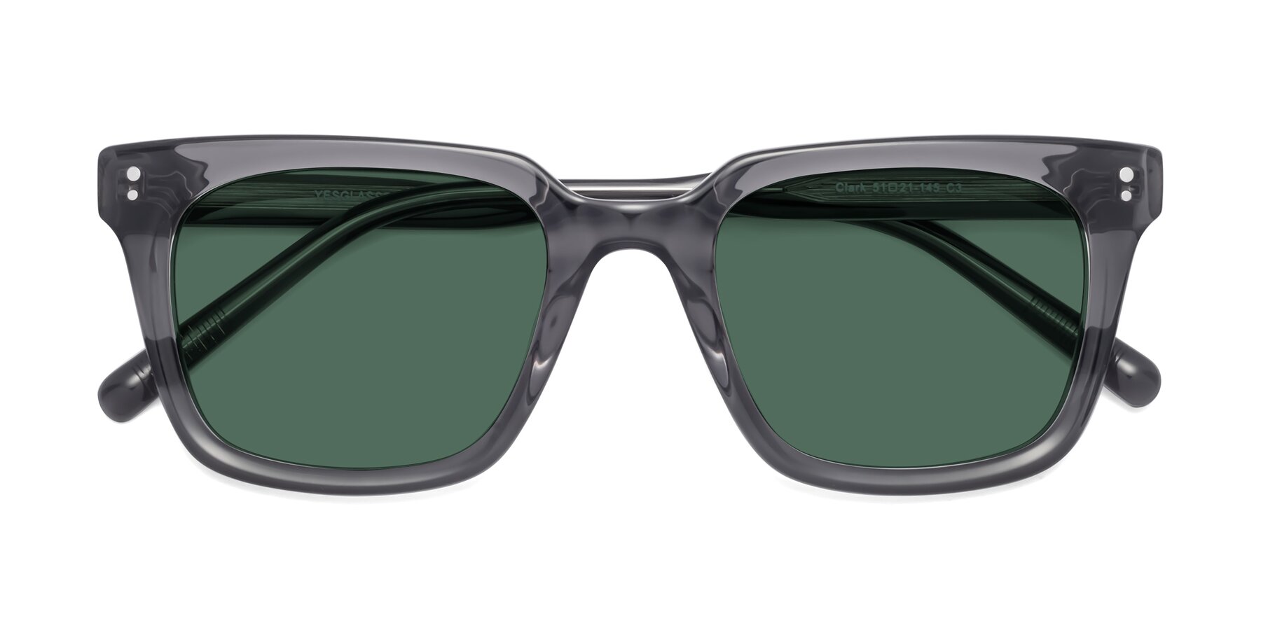 Folded Front of Clark in Gray with Green Polarized Lenses