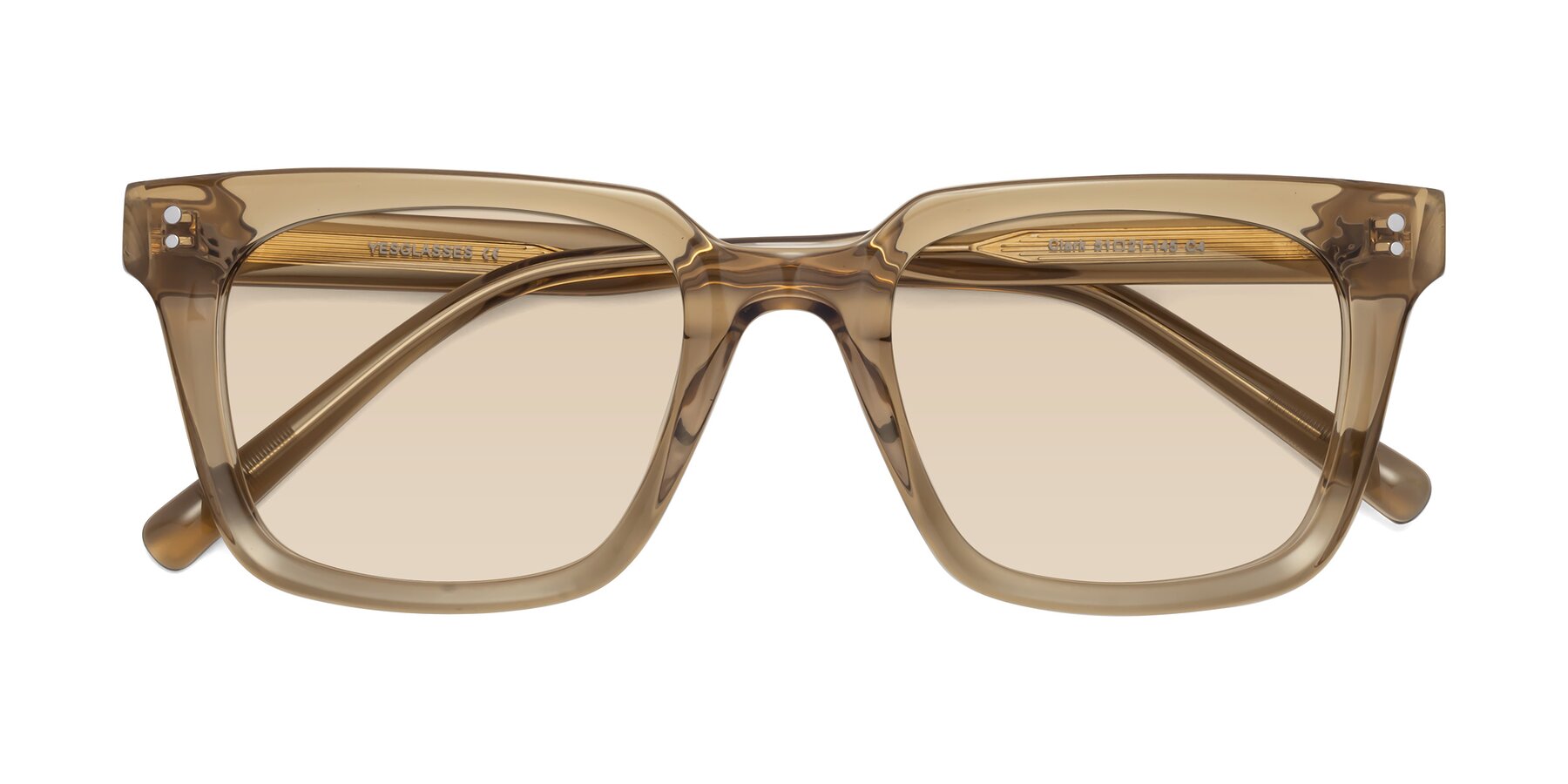 Folded Front of Clark in Tan with Light Brown Tinted Lenses