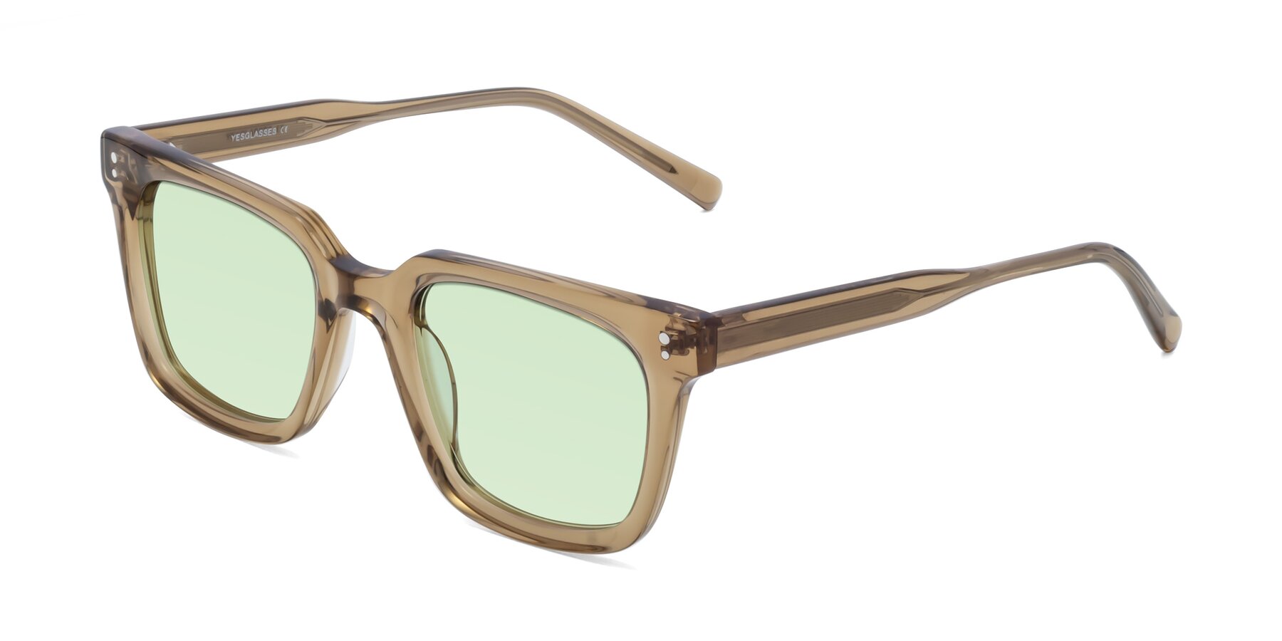 Angle of Clark in Tan with Light Green Tinted Lenses