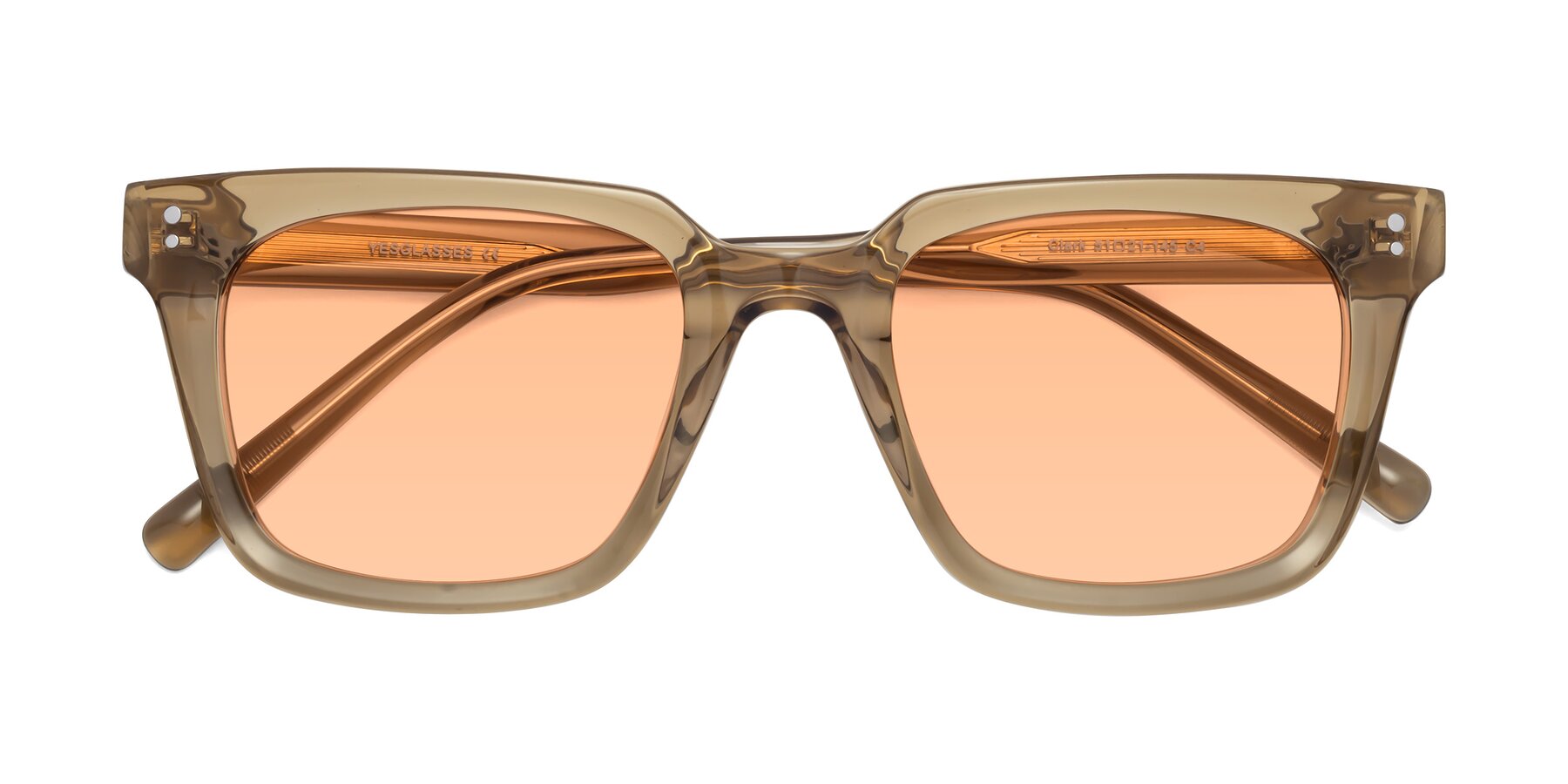 Folded Front of Clark in Tan with Light Orange Tinted Lenses