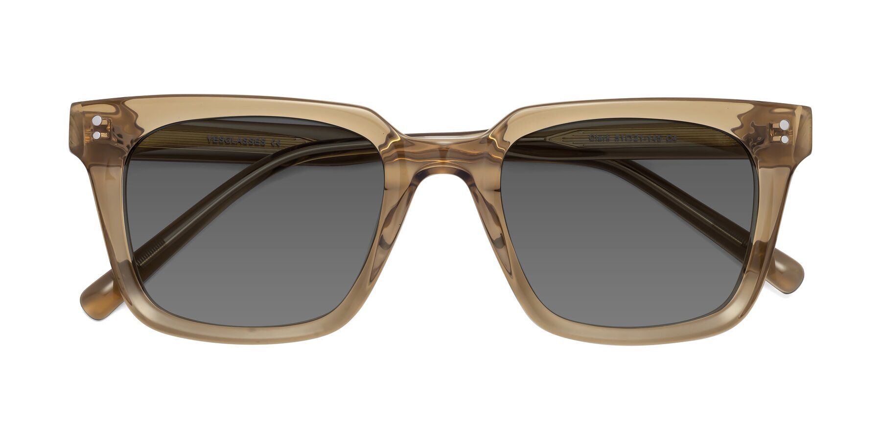 Folded Front of Clark in Tan with Medium Gray Tinted Lenses