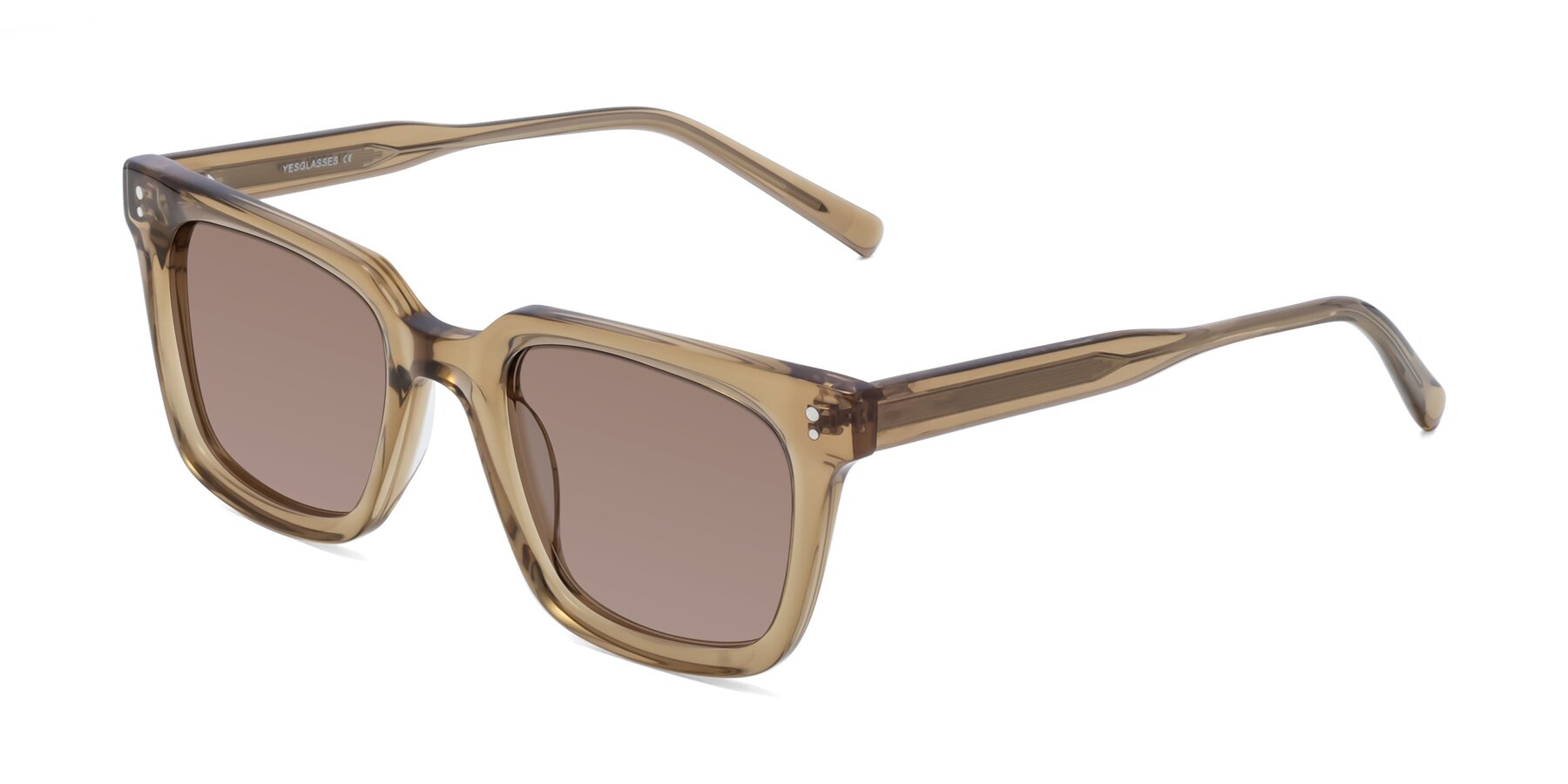 Angle of Clark in Tan with Medium Brown Tinted Lenses