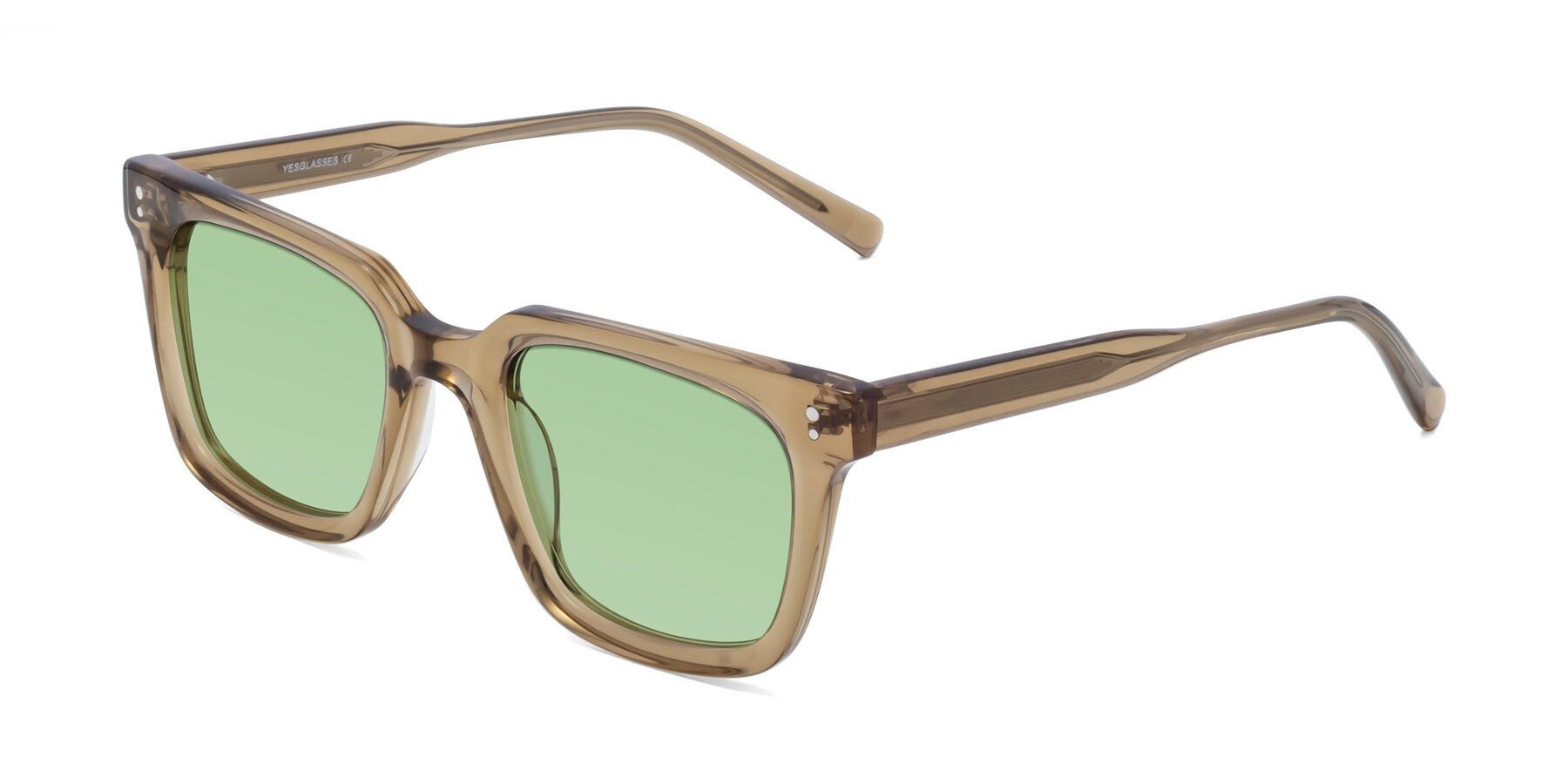 Angle of Clark in Tan with Medium Green Tinted Lenses