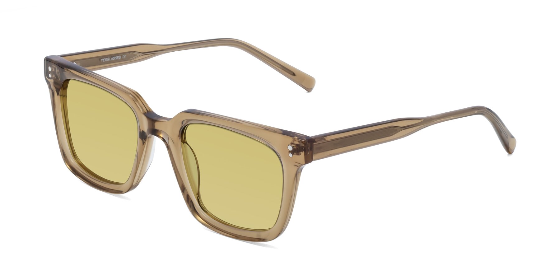 Angle of Clark in Tan with Medium Champagne Tinted Lenses