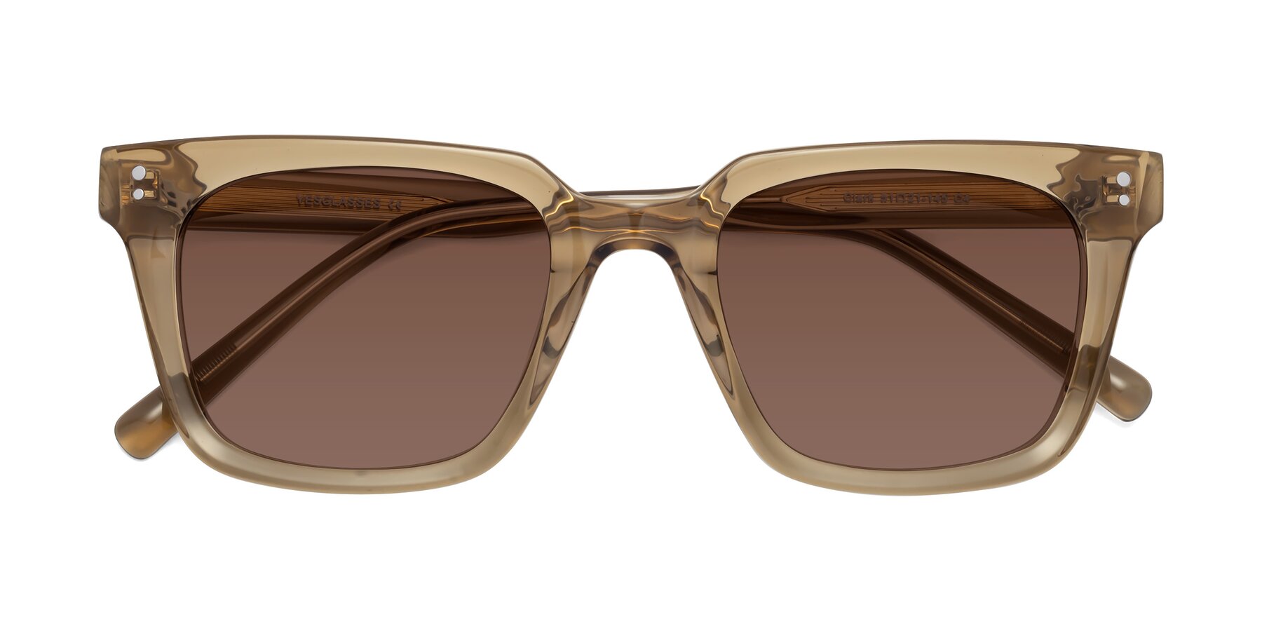 Folded Front of Clark in Tan with Brown Tinted Lenses