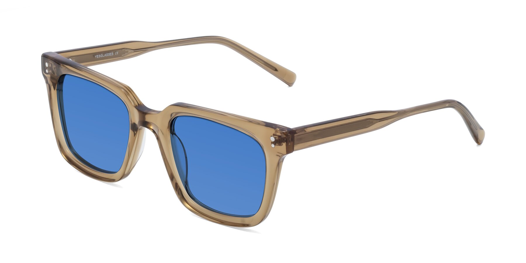Angle of Clark in Tan with Blue Tinted Lenses