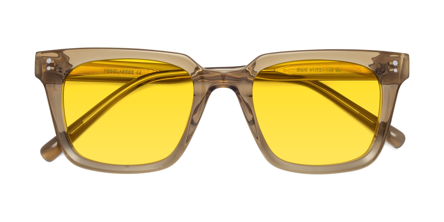 Folded Front of Clark in Tan with Yellow Tinted Lenses