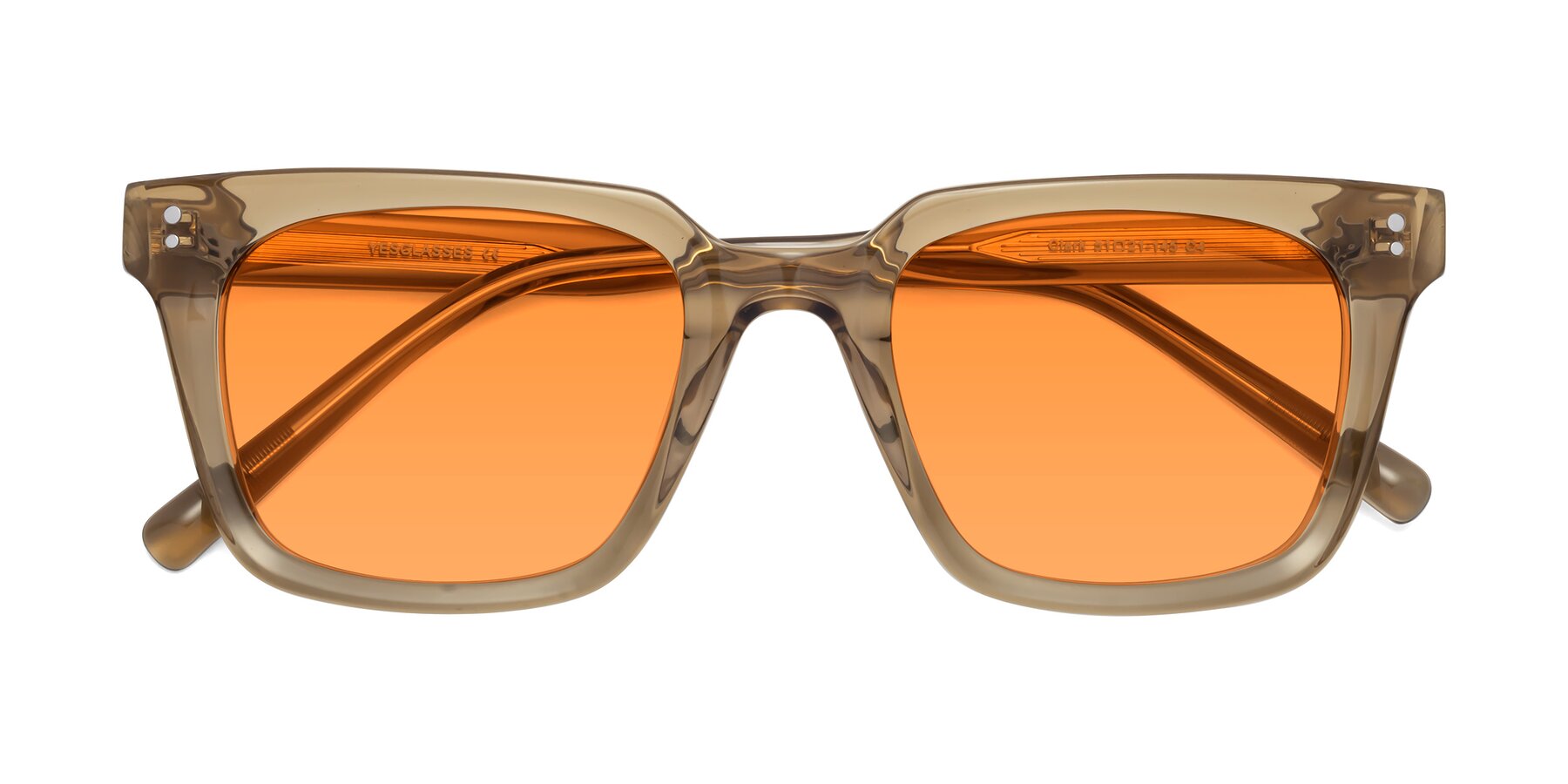 Folded Front of Clark in Tan with Orange Tinted Lenses