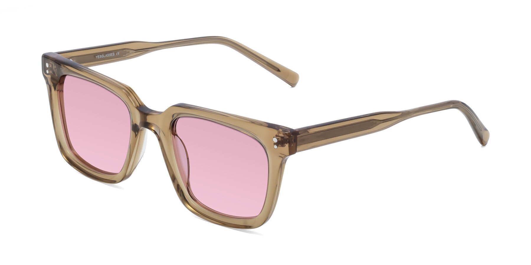 Angle of Clark in Tan with Light Wine Tinted Lenses