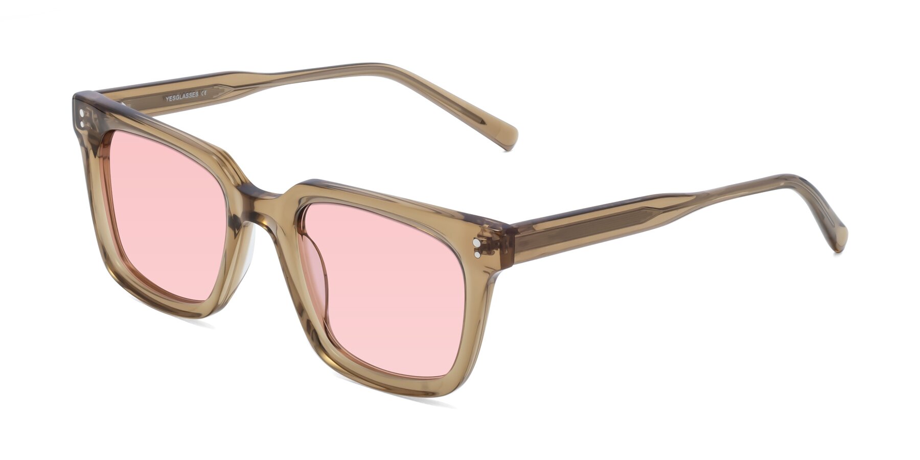 Angle of Clark in Tan with Light Garnet Tinted Lenses