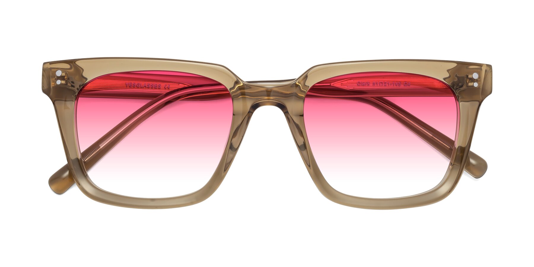 Folded Front of Clark in Tan with Pink Gradient Lenses