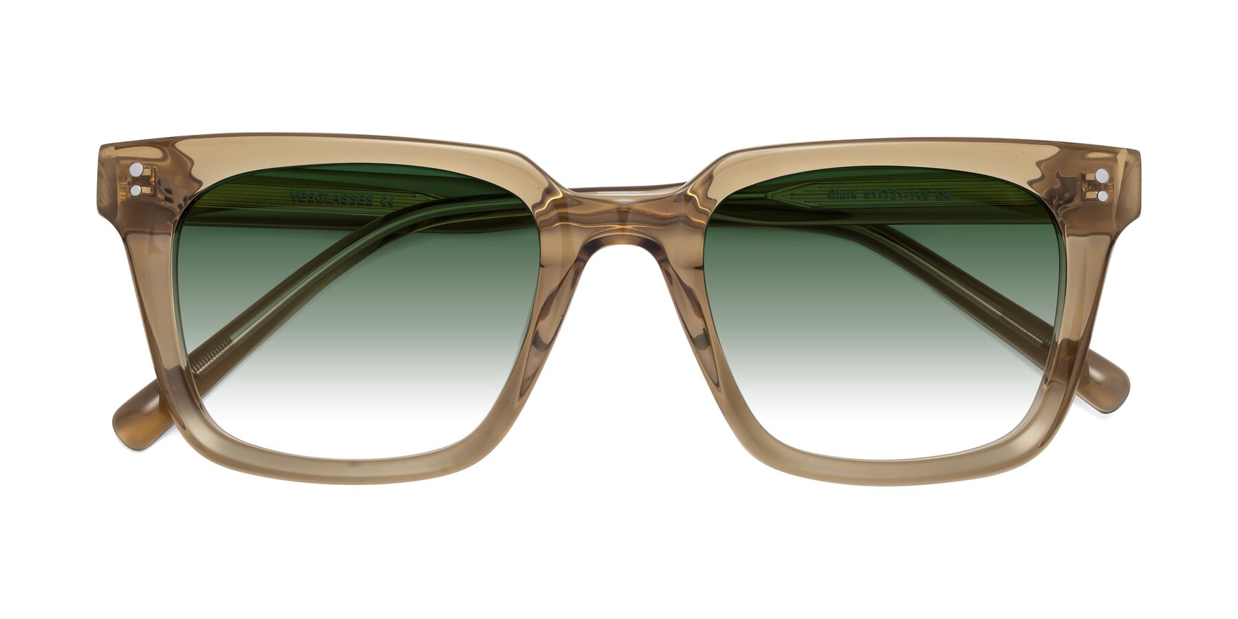 Folded Front of Clark in Tan with Green Gradient Lenses