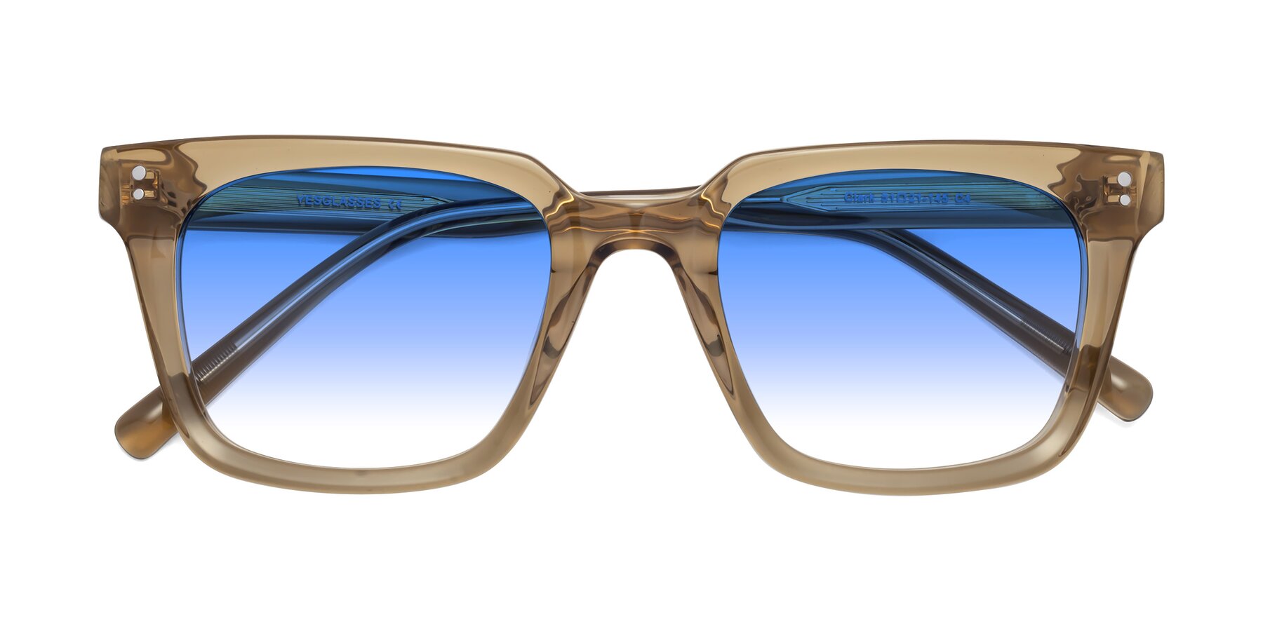 Folded Front of Clark in Tan with Blue Gradient Lenses