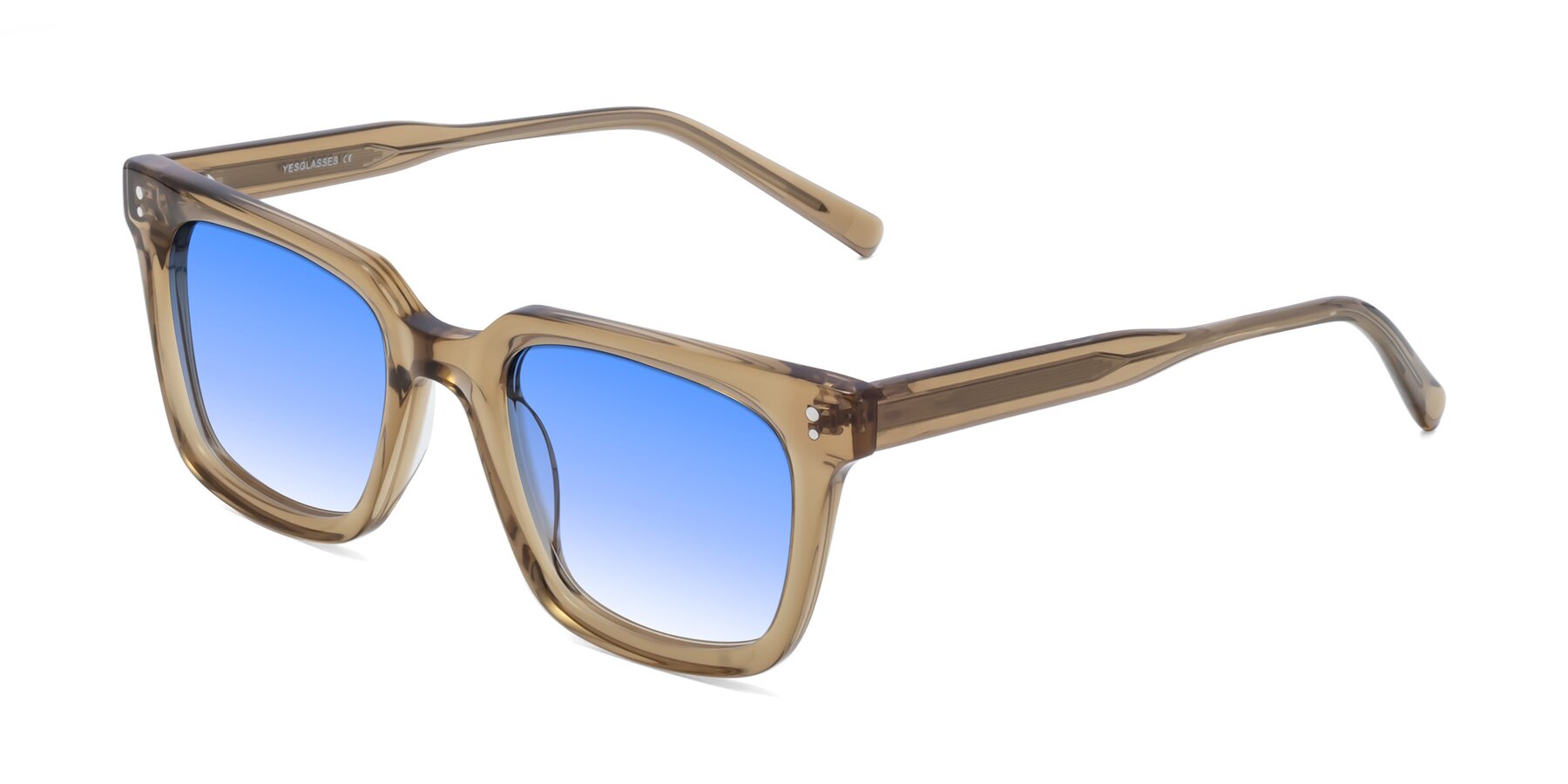 Angle of Clark in Tan with Blue Gradient Lenses