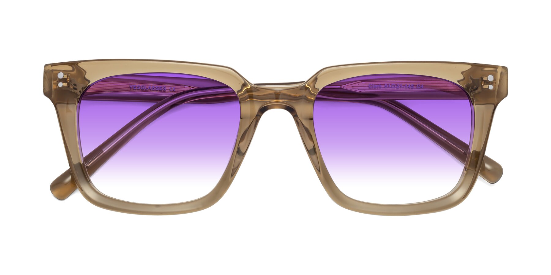 Folded Front of Clark in Tan with Purple Gradient Lenses