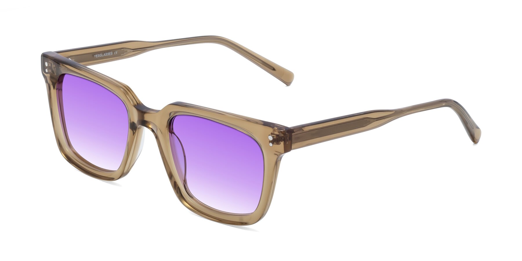 Angle of Clark in Tan with Purple Gradient Lenses