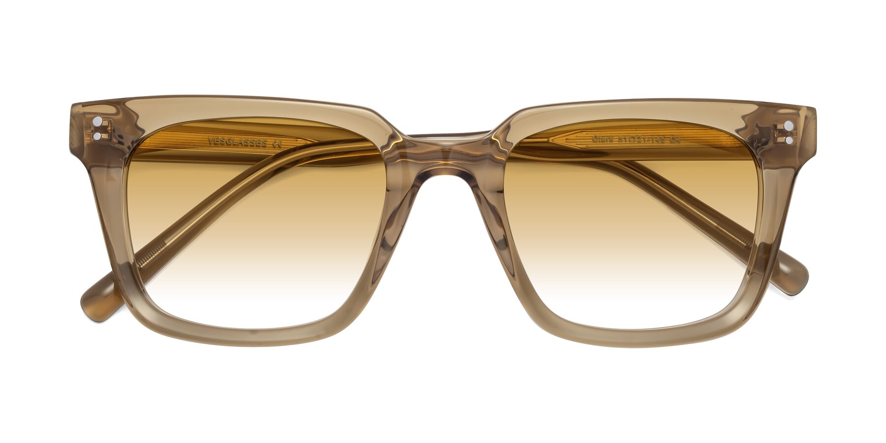 Folded Front of Clark in Tan with Champagne Gradient Lenses