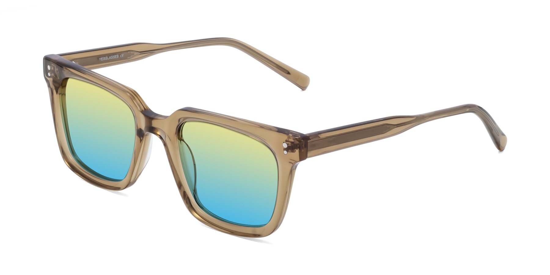 Angle of Clark in Tan with Yellow / Blue Gradient Lenses