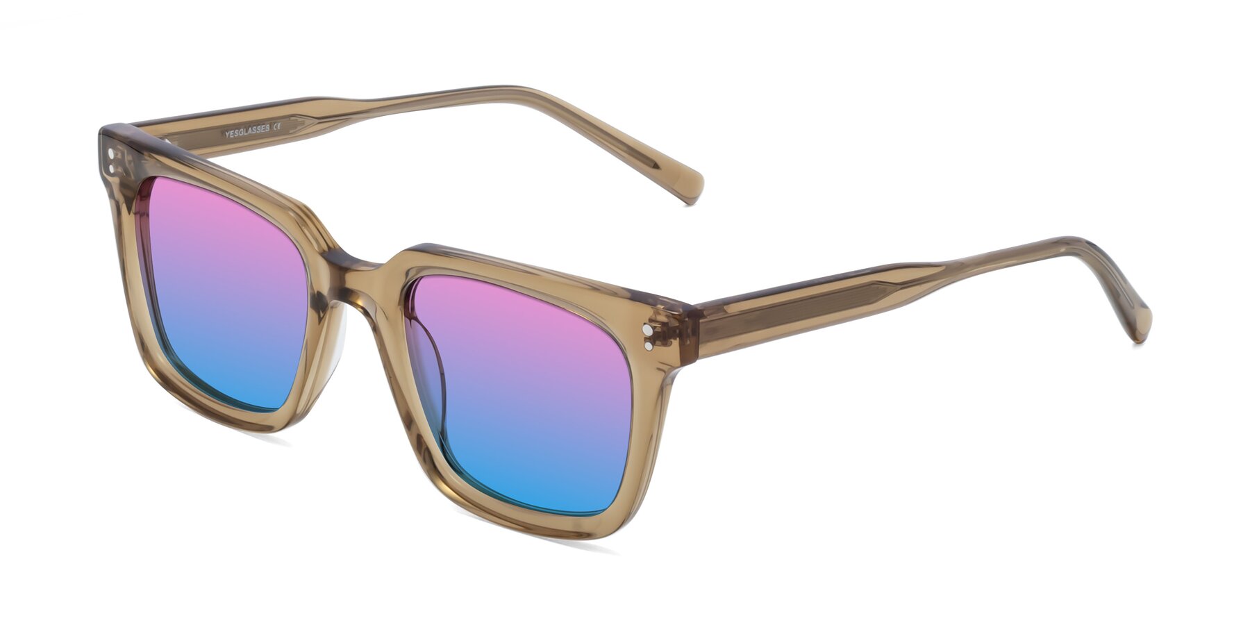 Angle of Clark in Tan with Pink / Blue Gradient Lenses