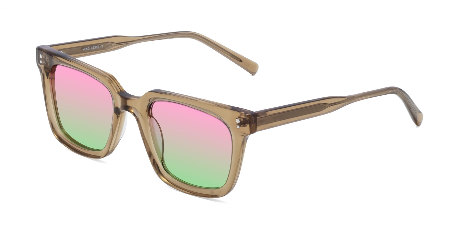 Angle of Clark in Tan with Pink / Green Gradient Lenses