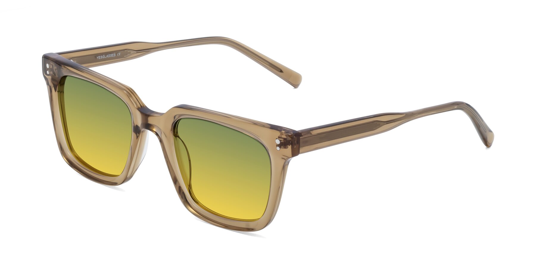 Angle of Clark in Tan with Green / Yellow Gradient Lenses