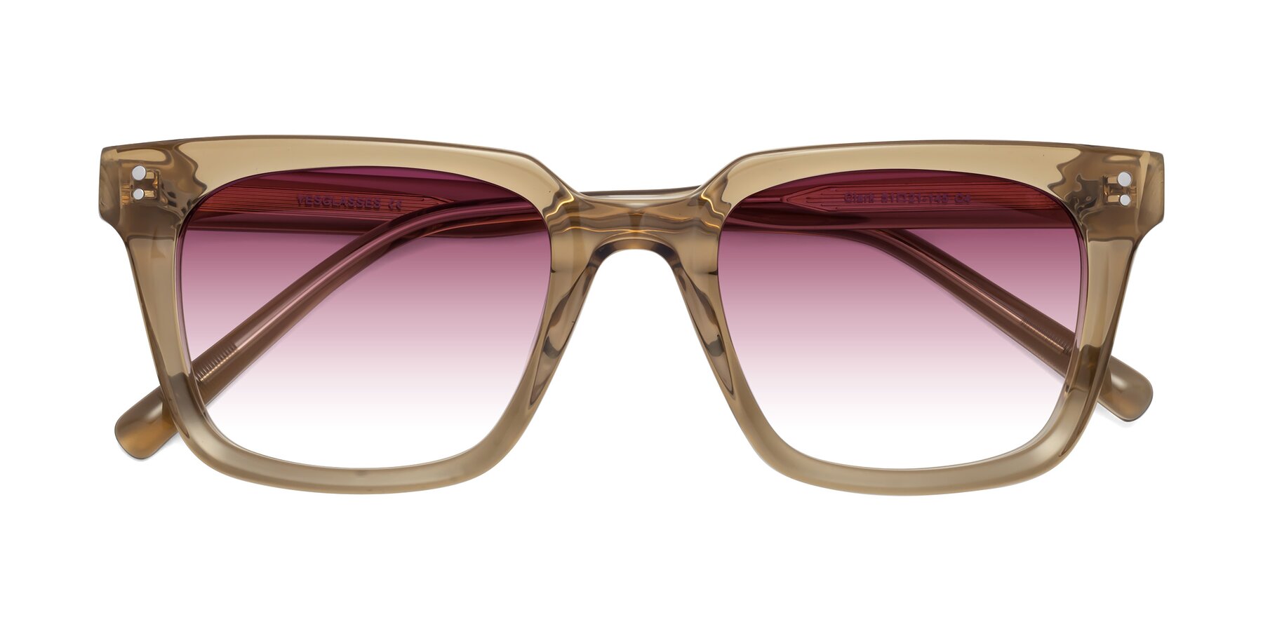 Folded Front of Clark in Tan with Wine Gradient Lenses