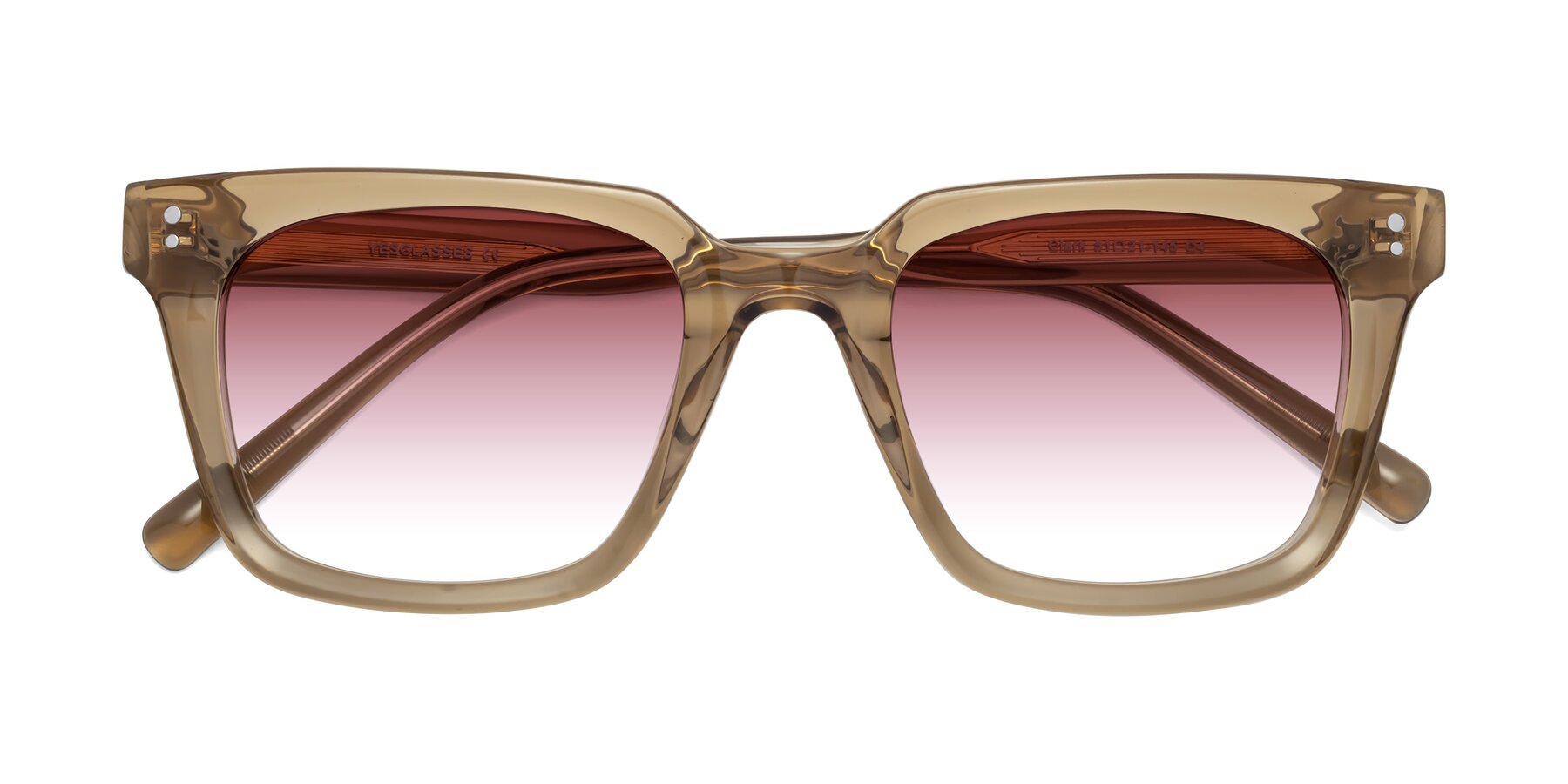 Folded Front of Clark in Tan with Garnet Gradient Lenses