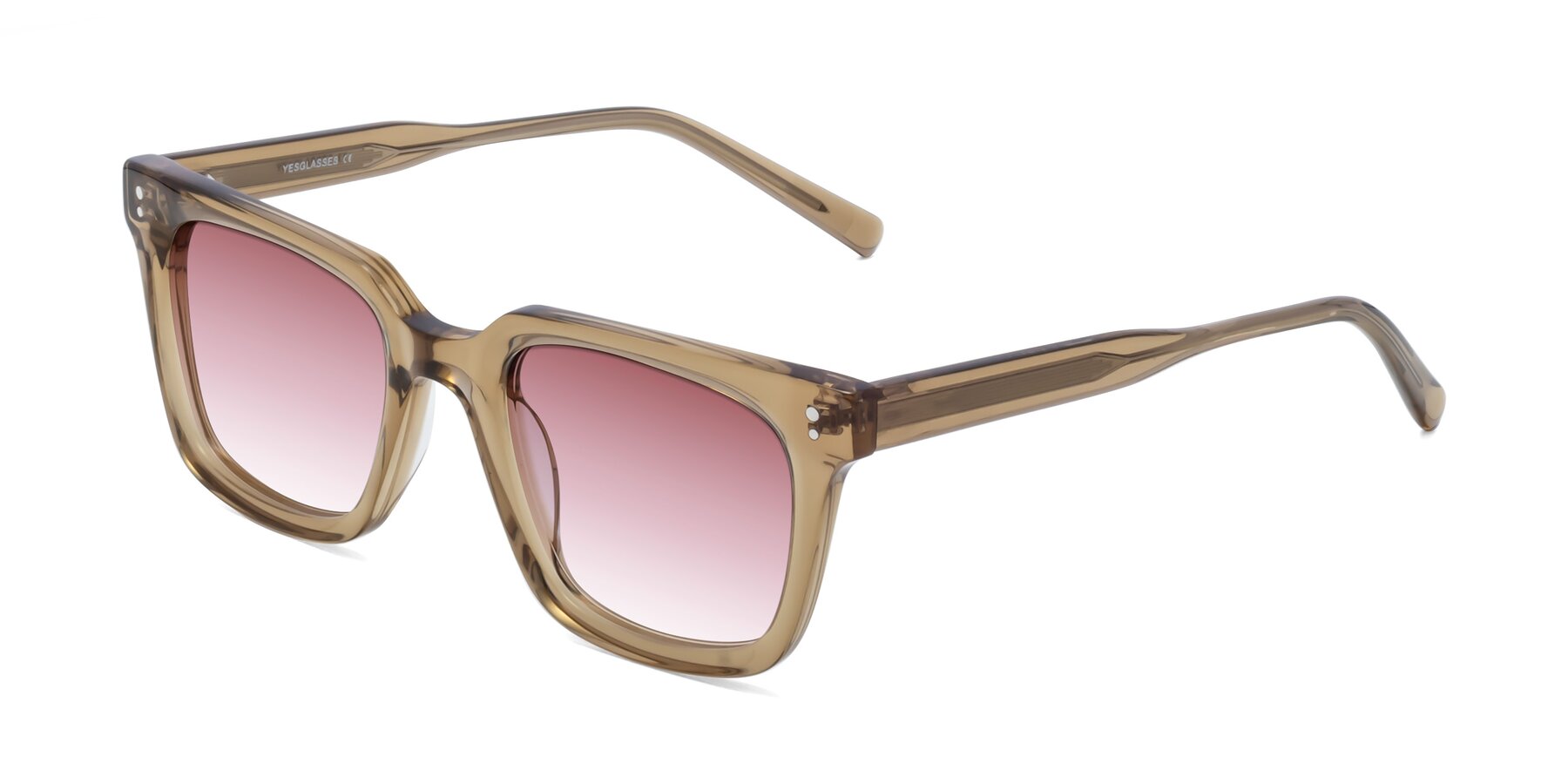 Angle of Clark in Tan with Garnet Gradient Lenses