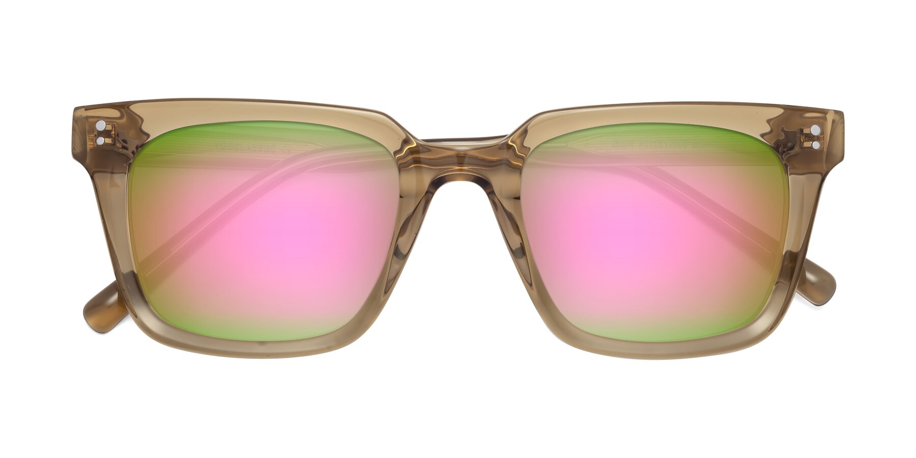 Folded Front of Clark in Tan with Pink Mirrored Lenses