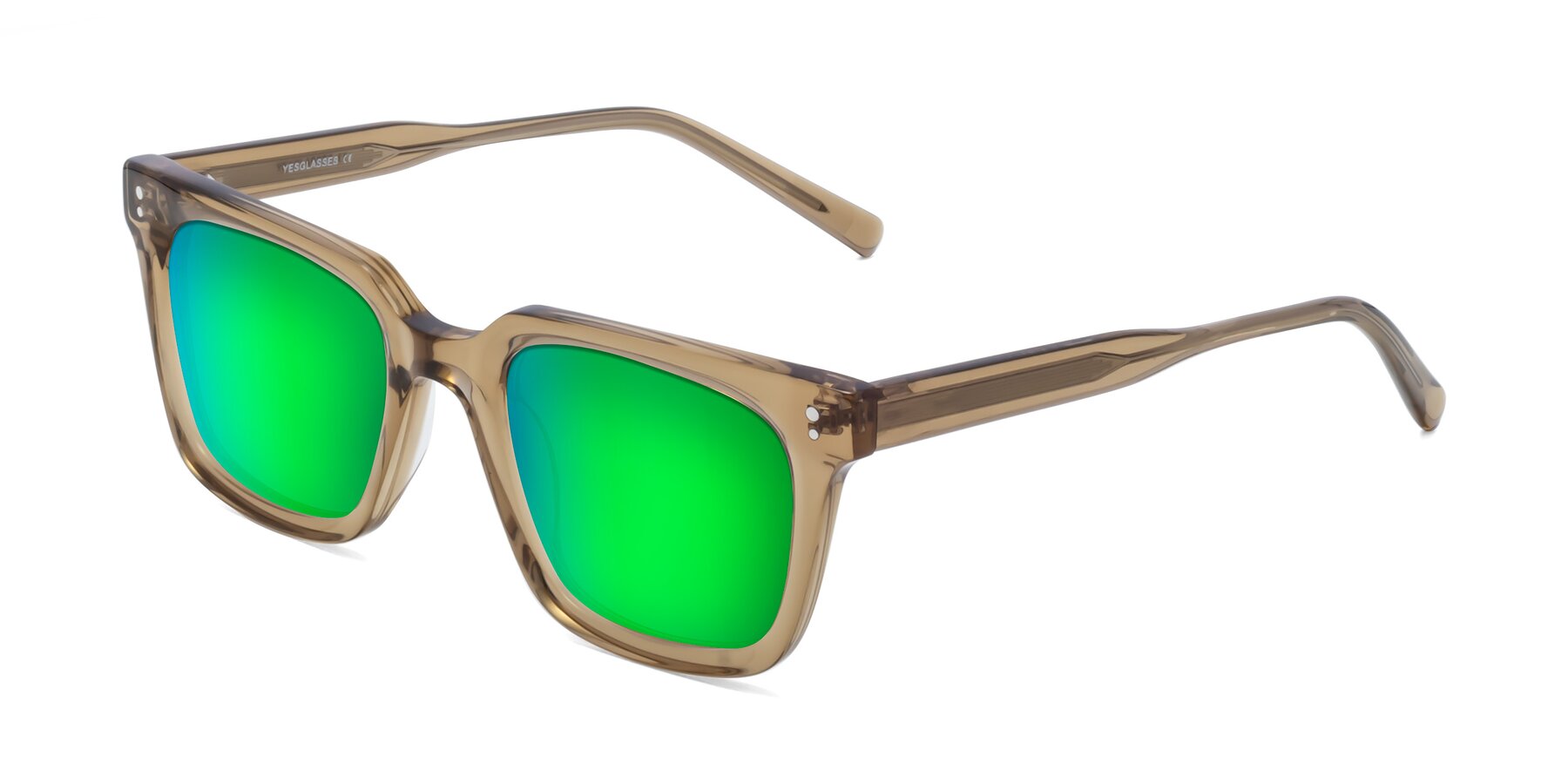 Angle of Clark in Tan with Green Mirrored Lenses