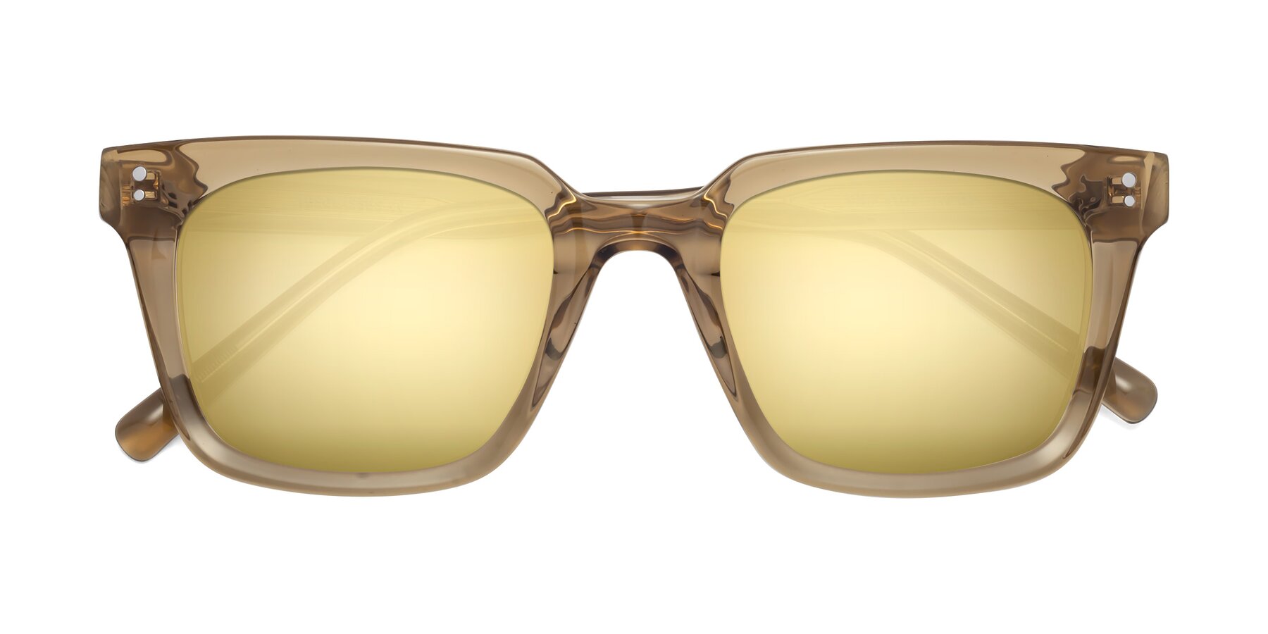 Folded Front of Clark in Tan with Gold Mirrored Lenses