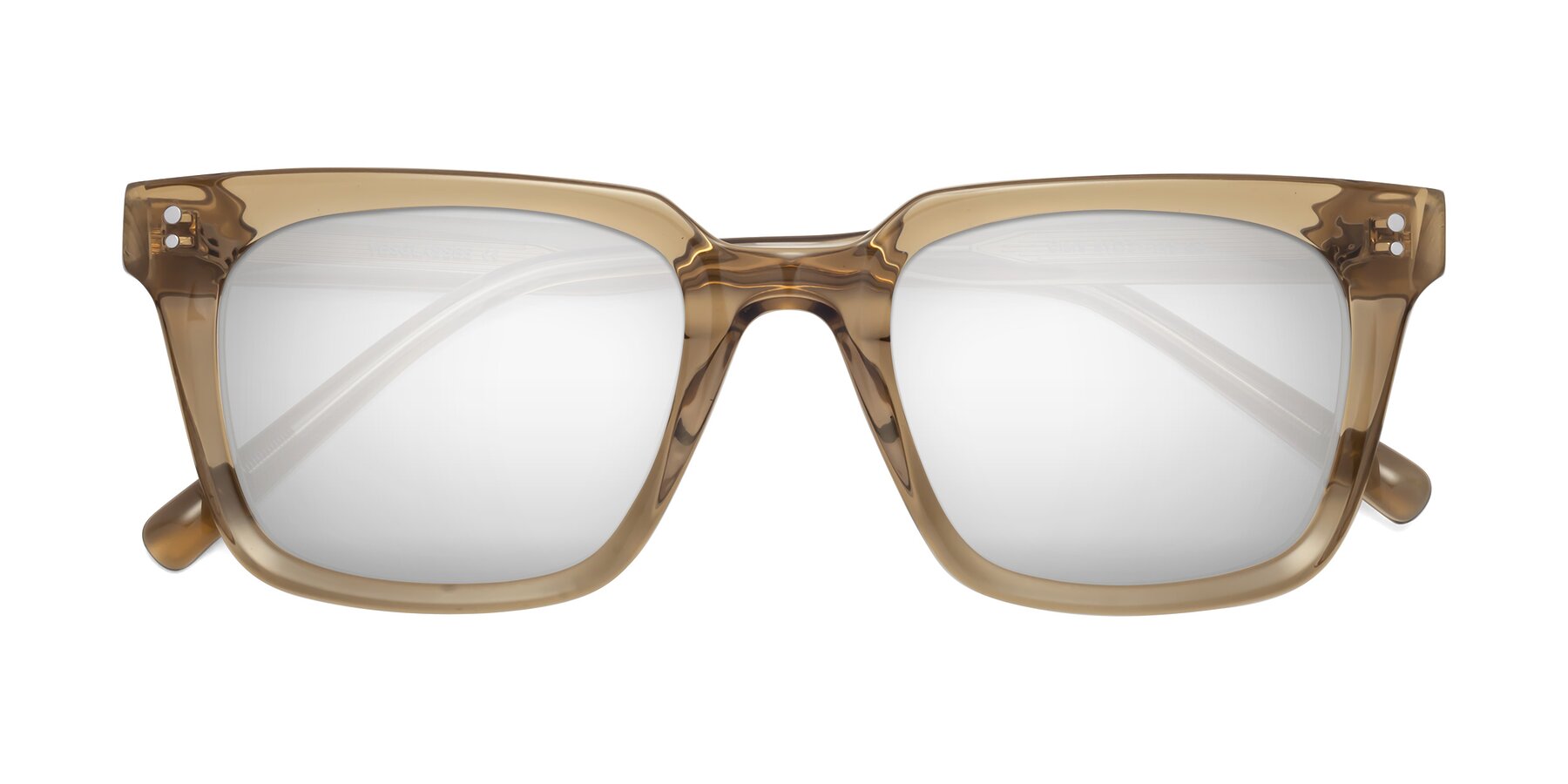 Folded Front of Clark in Tan with Silver Mirrored Lenses